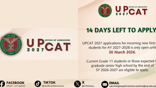 UPCAT 2027 Applications Open Until 30 March 2026